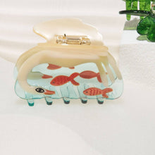 Load image into Gallery viewer, Women's White Swan Hair Claw in Crystal Clear Blue Acetate