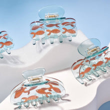 Load image into Gallery viewer, Winona Irene | Goldfish Blue Acetate Hair Claw with Opal Crystal Bubbles