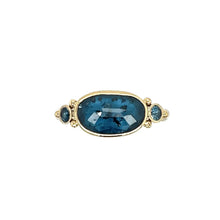 Load image into Gallery viewer, Emily Amey Jewelry | 14K and SS Teal Kyanite Ring with Saphires I Size 6.5