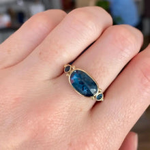 Load image into Gallery viewer, Emily Amey Jewelry | 14K and SS Teal Kyanite Ring with Saphires I Size 6.5