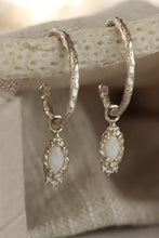 Load image into Gallery viewer, Lacee Alexandra Jewelry | Textured 1 inch Hoops with Opal + Diamond Concha Charm