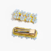 Load image into Gallery viewer, Winona Irene | Flower Alligator Hair Clip in Light Blue and Gold Acetate