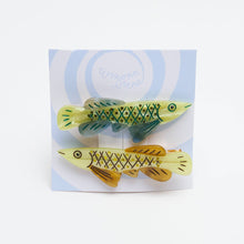 Load image into Gallery viewer, Winona Irene | Arowana Clip - Jeweled Green Fish Alligator Hair Clips
