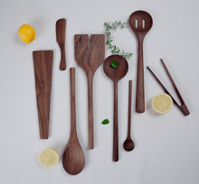 Load image into Gallery viewer, J Brody & Co | 11”/9”/7” Walnut Wood Tongs - Kitchen Serving Utensils