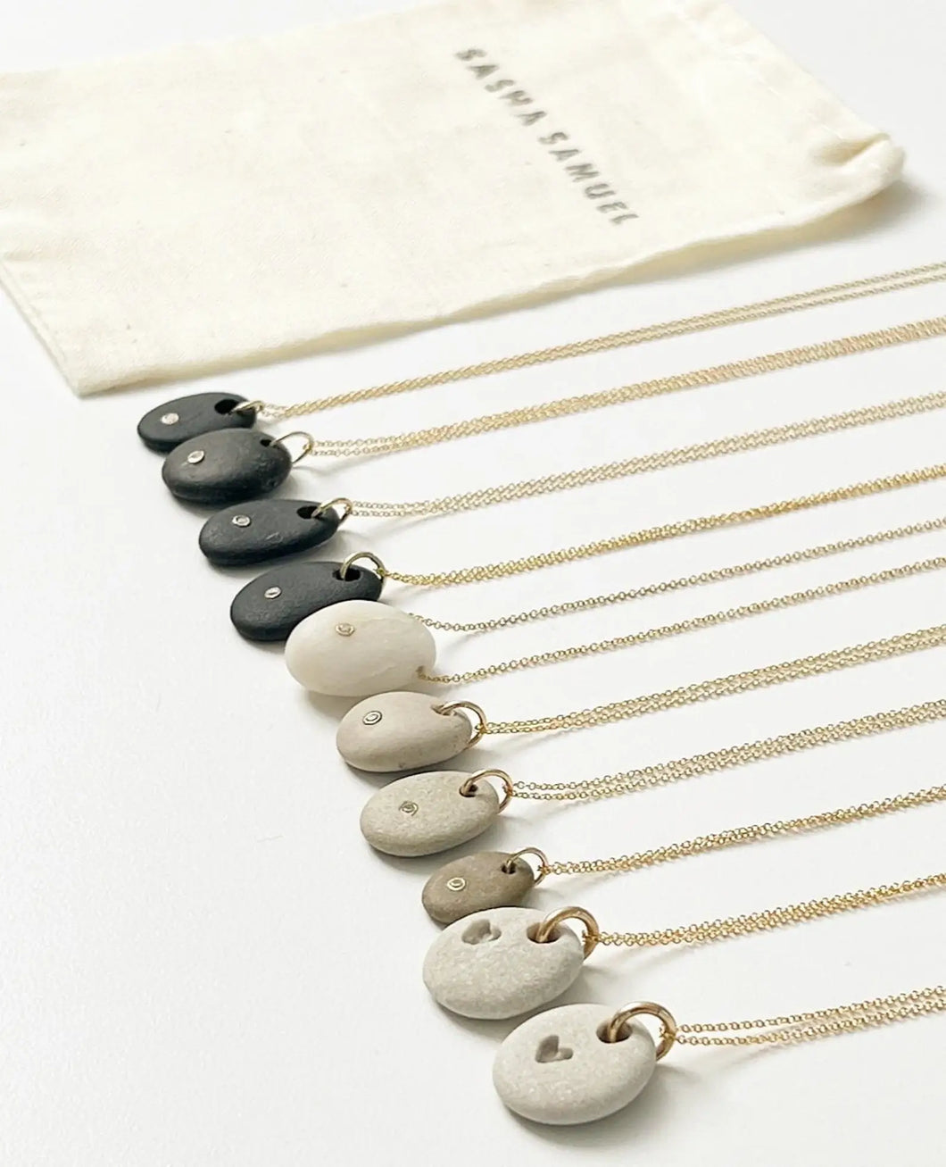 Sasha Samual l Beach Stone Necklace with Diamond Accent