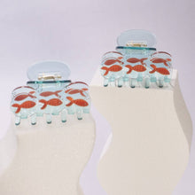Load image into Gallery viewer, Winona Irene | Goldfish Blue Acetate Hair Claw with Opal Crystal Bubbles
