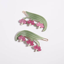 Load image into Gallery viewer, Bleeding Heart Barrette Set - Acetate Red Flower Hair Clips
