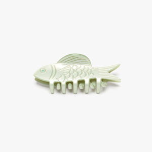 Winona Irene | Jade Green Fish Mini Acetate Hair Claw Clip Opal Rhinestones