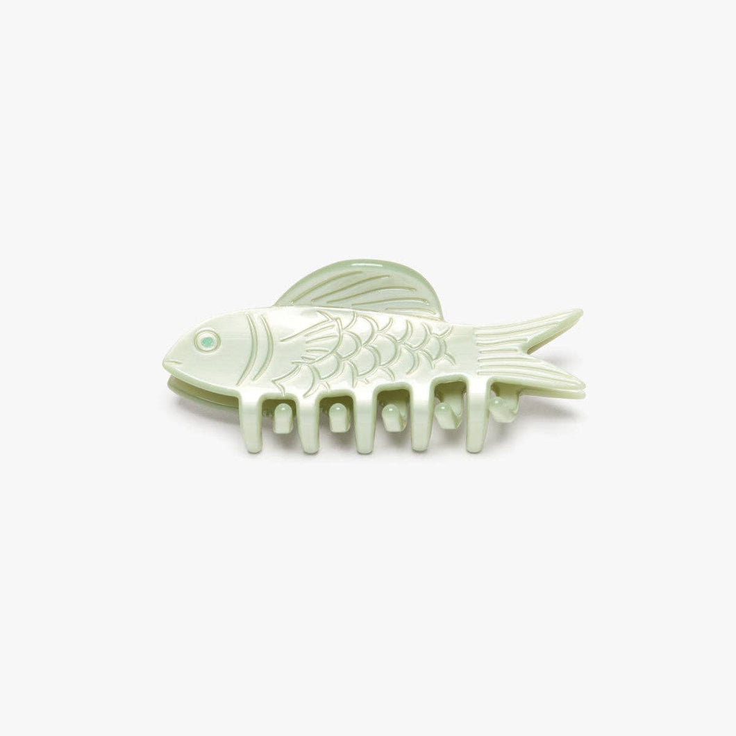 Winona Irene | Jade Green Fish Mini Acetate Hair Claw Clip Opal Rhinestones