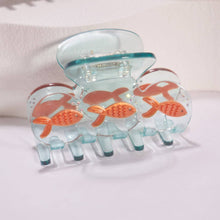 Load image into Gallery viewer, Winona Irene | Goldfish Blue Acetate Hair Claw with Opal Crystal Bubbles
