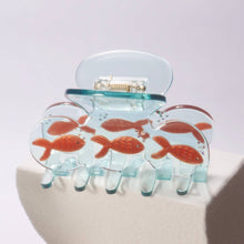 Load image into Gallery viewer, Winona Irene | Goldfish Blue Acetate Hair Claw with Opal Crystal Bubbles
