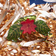 Load image into Gallery viewer, Poinsettia Red and Green Acetate Christmas Flower Hair Claw
