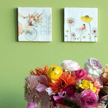 Load image into Gallery viewer, Surrounded by flowers | StoryTiles art on tile
