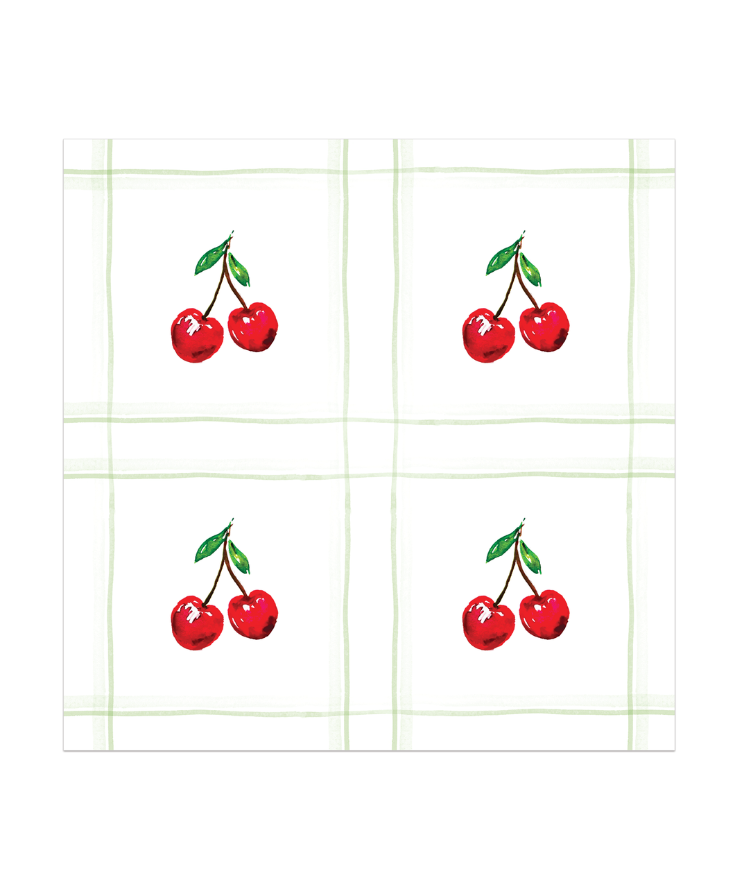 Cherries: Set of 4 cocktail napkins