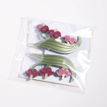 Load image into Gallery viewer, Bleeding Heart Barrette Set - Acetate Red Flower Hair Clips
