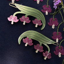 Load image into Gallery viewer, Bleeding Heart Barrette Set - Acetate Red Flower Hair Clips
