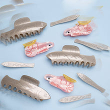 Load image into Gallery viewer, Winona Irene | Herring Fish Silver Acetate Hair Claw with Rhinestone Eye
