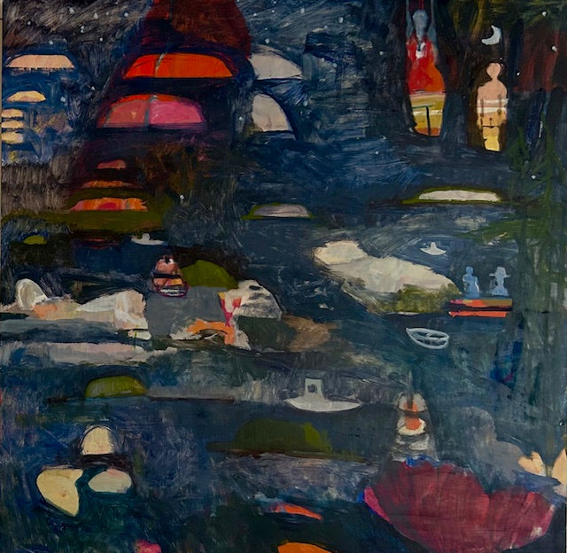 Julie Tooth | 36 x 36 Oil on Panel | ‘The Night Swim’