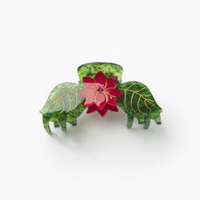 Load image into Gallery viewer, Poinsettia Red and Green Acetate Christmas Flower Hair Claw
