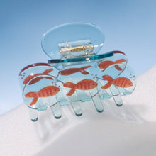 Load image into Gallery viewer, Winona Irene | Goldfish Blue Acetate Hair Claw with Opal Crystal Bubbles
