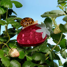 Load image into Gallery viewer, Winona Irene | Strawberry Claw - Red Fruit Claw with Tortoise Acetate Snail
