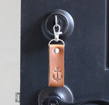 Load image into Gallery viewer, Anchor Keychain leather KeyFob keyRing ocean boat Vacation

