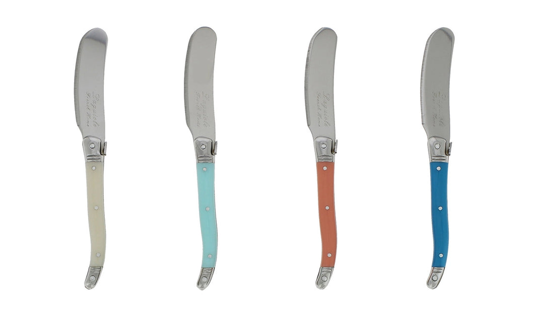 French Home | Laguiole | 4-Piece Spreader Set with Coral & Turquoise Handles
