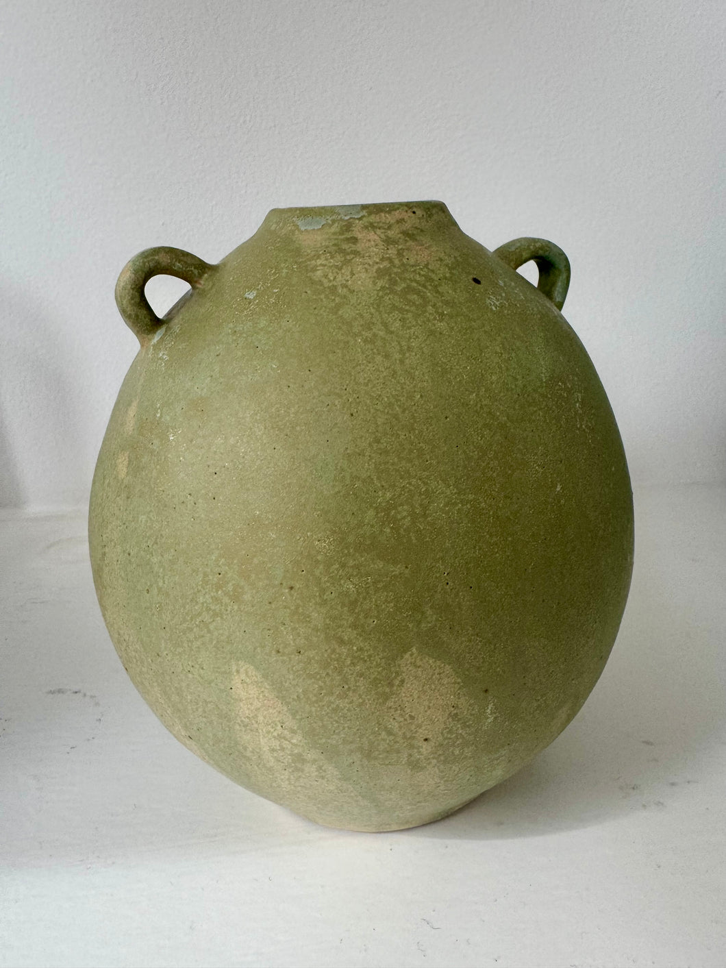 Alice Nasto Ceramics | Pistachio Large Patina Orb Vase w/Handles