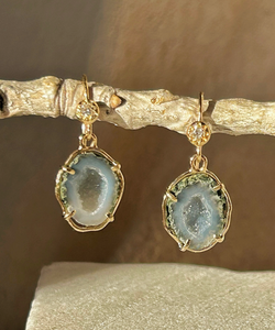 Sky Eyes Fine Jewelry | Earrings, Agate Geode & Diamond Drops 14K