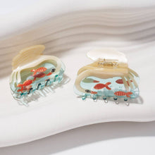 Load image into Gallery viewer, Women&#39;s White Swan Hair Claw in Crystal Clear Blue Acetate
