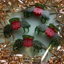 Load image into Gallery viewer, Poinsettia Red and Green Acetate Christmas Flower Hair Claw
