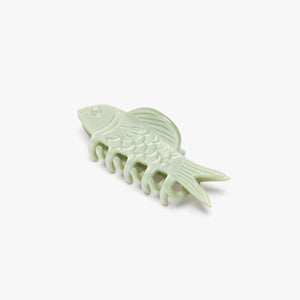 Winona Irene | Jade Green Fish Mini Acetate Hair Claw Clip Opal Rhinestones