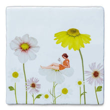 Load image into Gallery viewer, Surrounded by flowers | StoryTiles art on tile
