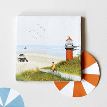 Load image into Gallery viewer, Cycling on Vlieland | StoryTiles art on tile
