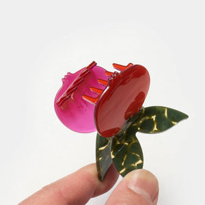 Winona Irene | Red Pomegranate Fruit Hair Claw with Butterfly Clip Handle
