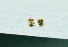 Load image into Gallery viewer, Sky Eyes Fine Jewelry | Earrings, Solid Recycled 10k &amp; 14k Posts Emerald
