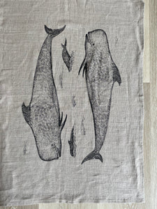 Skaar for Jessie Tobias Design | Whale & Squid Linen Tea Towels