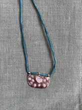 Load image into Gallery viewer, Sky Eyes | Necklace, Half Moon Opal + Diamond Medallion on Handmade Silk Cord

