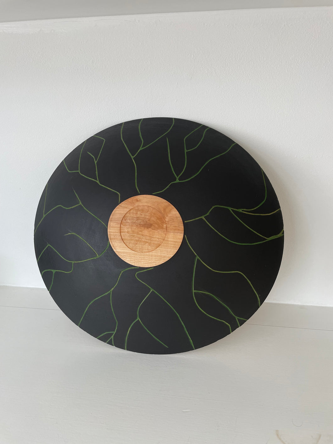 Max Miller | Red Maple Bowl, Green and Black Milk Paint Root Detail