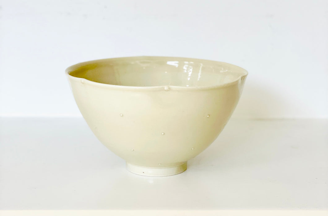 Autumn Cipala | Serving Bowl, Fluted with Dots, Cream Glaze