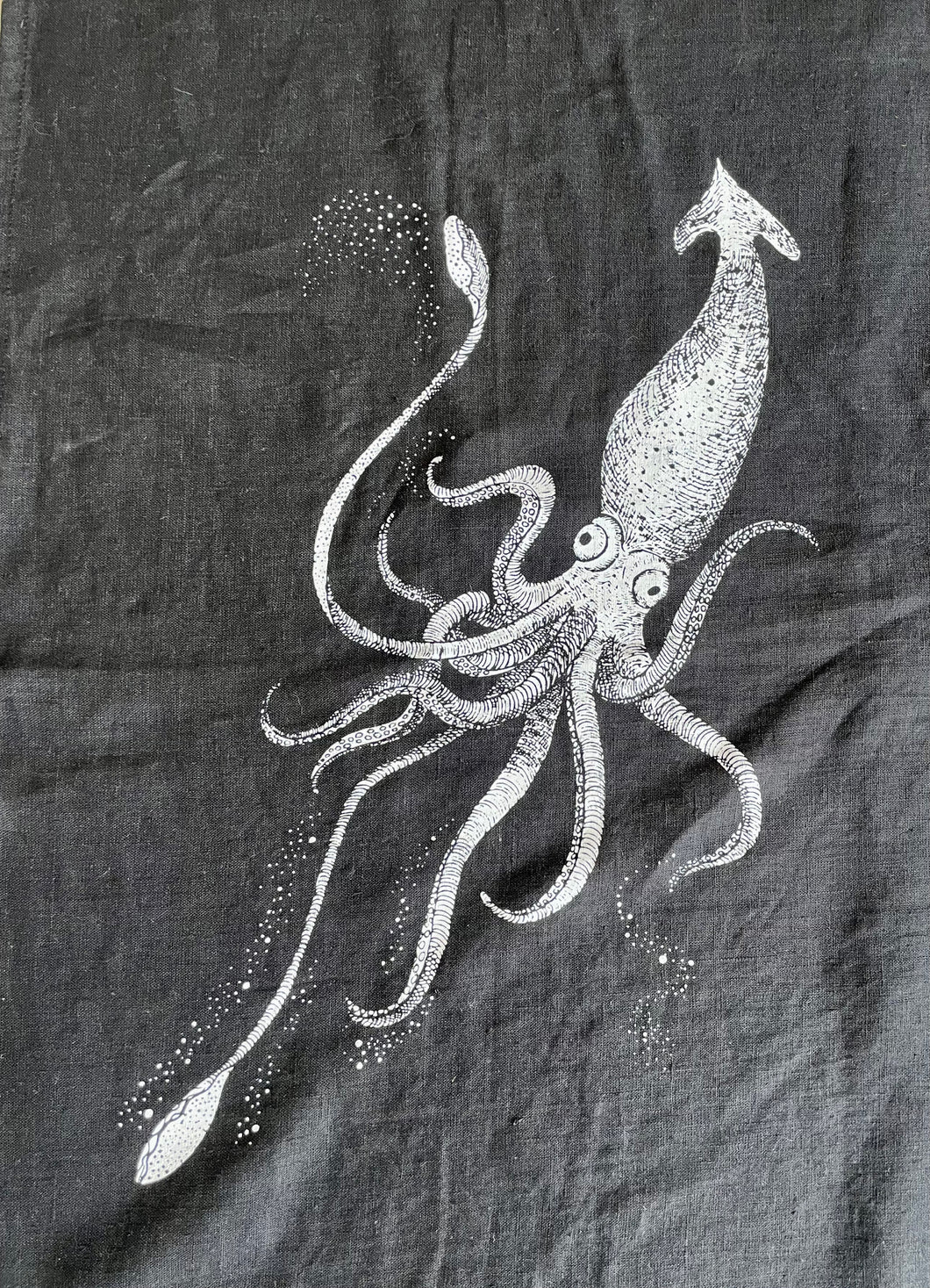 Skaar for Jessie Tobias Design | Whale & Squid Linen Tea Towels