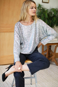 Emerson Fry l Keyhole Top - Silver Sequins