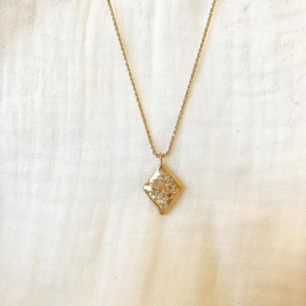 Sky Eyes Fine Jewelry | Necklace, Solid 14k Scattered Stars Diamond Pendant