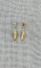 Load image into Gallery viewer, Sky Eyes Fine Jewelry | Earrings, Feather Drops, Recycled 14k Gold, Lab grown diamonds
